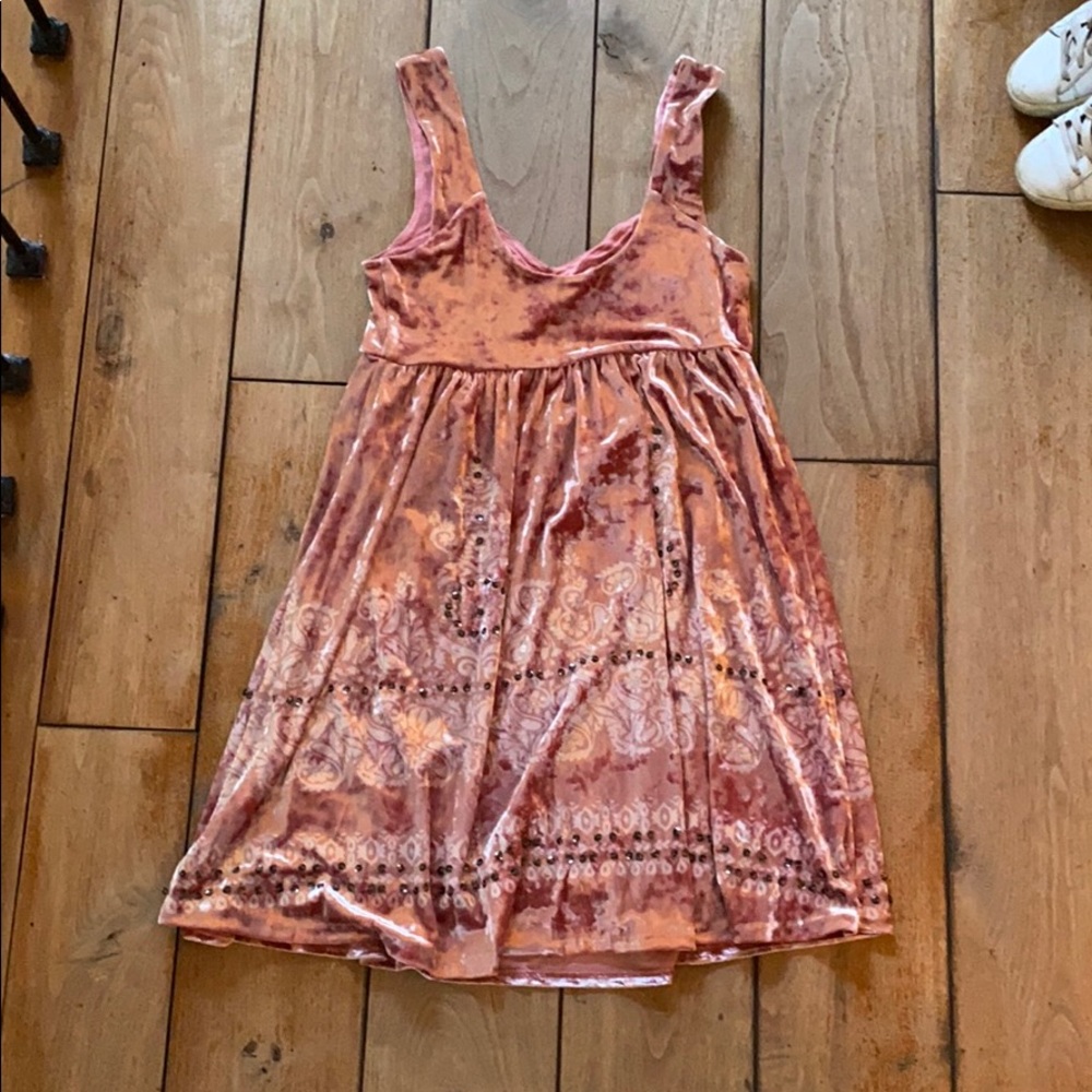 babydoll tank dress, velvet with two-tone pattern - Picture 2 of 3